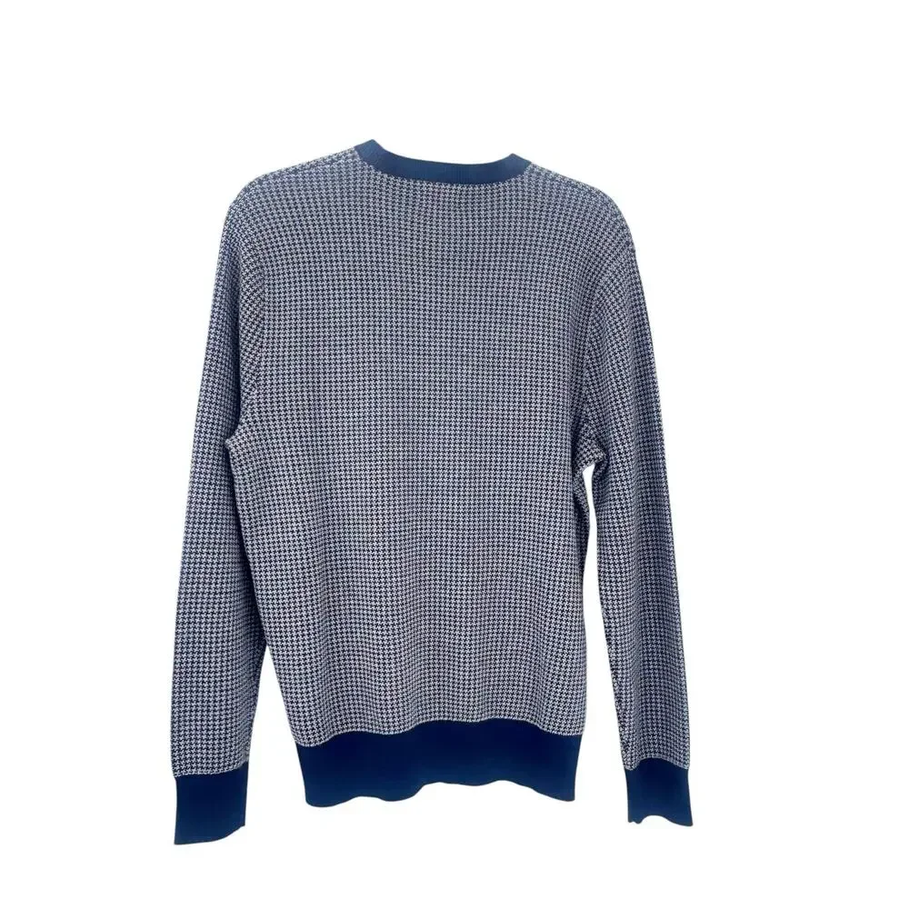 J. Crew Houndstooth Crewneck Sweater Heather Graphite Navy Gray Size S NWT